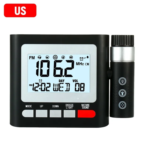 Projection Clock Digital Alarm Clock with Snooze Calendar Date Display and Thermometer Weather Station LED Projection Digital Cl