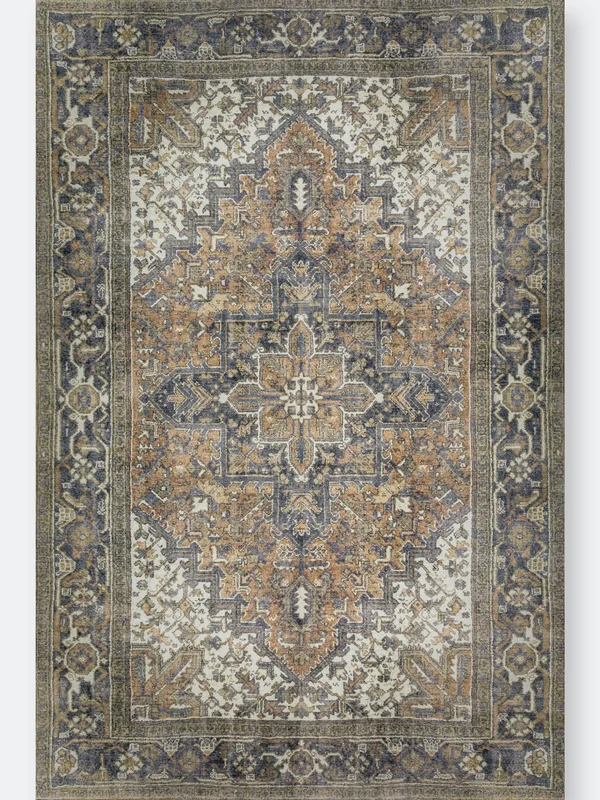 Addison Rugs Kensington 5& x 7&7x22 Fabric Non-Skid Area Rug in Earth Brown