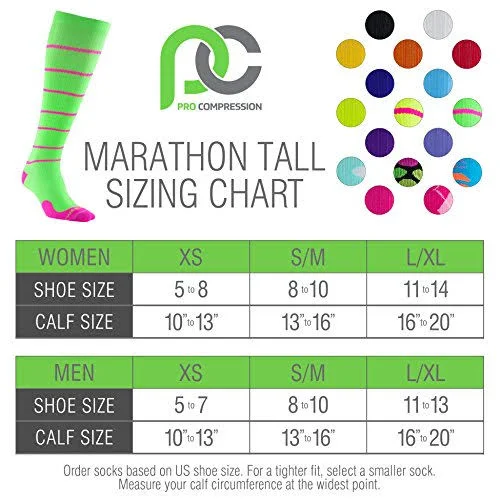 Pro Compression Men's Marathon Tall Compression Socks - Black - L/XL