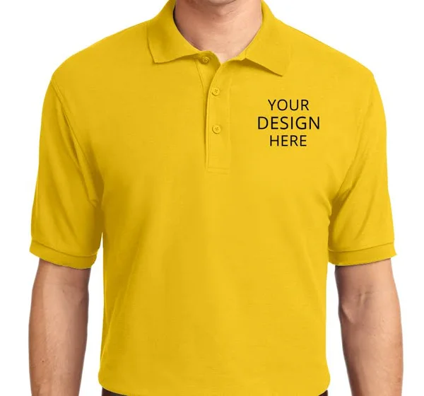 Custom Embroidered Port Authority Men's Polo Shirts - Men's Silk Touch Sport Polo, Size: M, Sunflower Yellow
