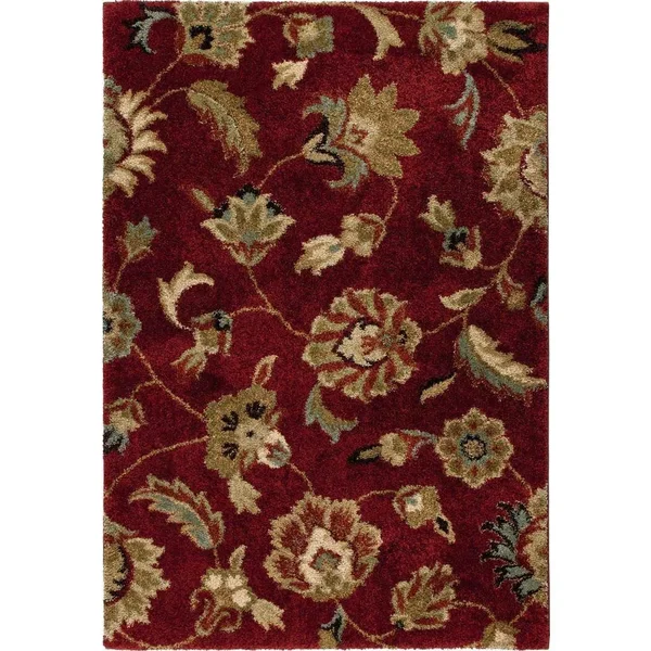 Carolina Weavers Grand Comfort Collection Floral Tendon Shag Area Rug, Beige