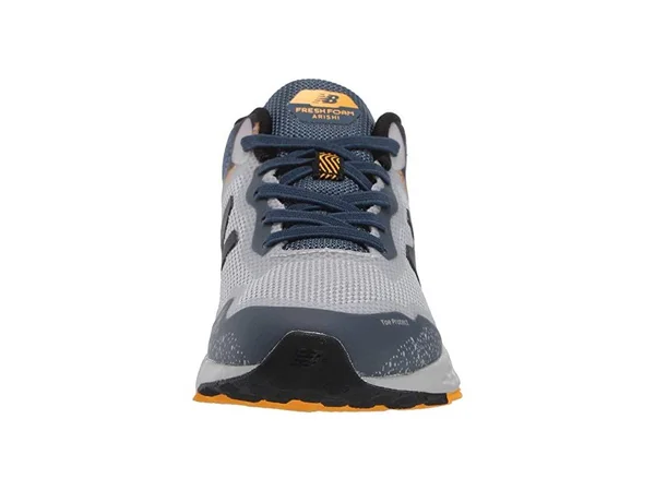 New Balance Fresh Foam Arishi Trail Kids Shoes - Grey/Blue/Yellow (Size 6.5 Wide)