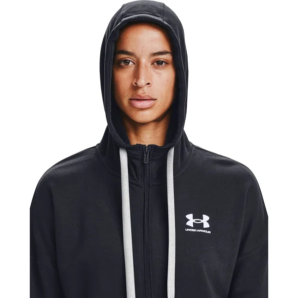 Under Armour Women's Rival Fleece Full Zip Hoodie - Black, White
