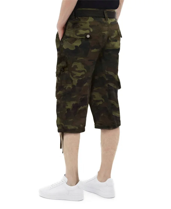 x Ray Men's Belted Cargo Long Shorts - Black Camo - Size 32