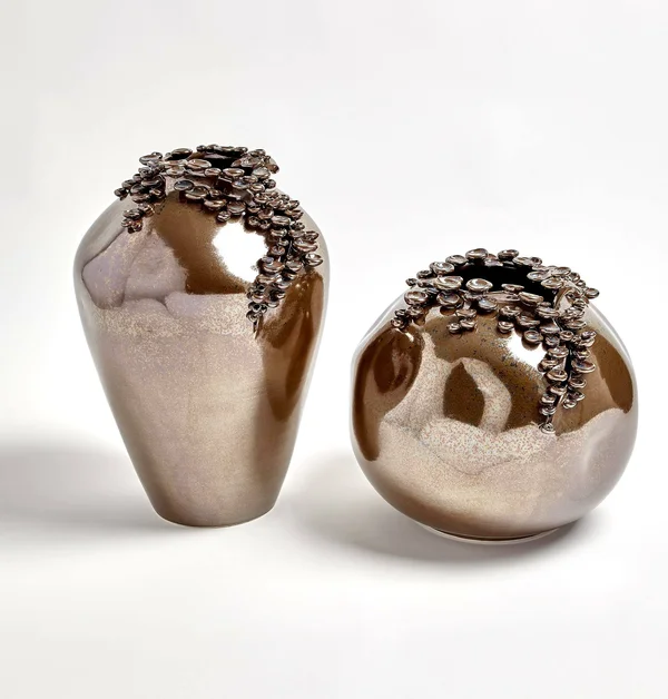 Global Views Cascading Reef Vase-Reactive Bronze - Short