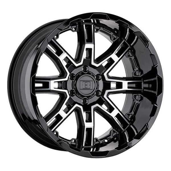 Level 8 Wheels - Slingshot Gloss Black w/ Machined Face Big x Factor Wheel Rim - 17x8.5, Bolt Pattern: 6x5.5, 6x139.7, Offset
