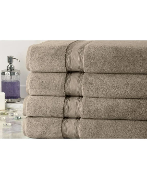 100% Cotton Zero Twist Oversized Set of 4 Bath Sheets - Glacier Grey