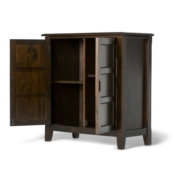 Wyndenhall Portland Solid Wood 30 inch Wide Traditional Low Storage Cabinet - 30x22W x 14x22D x 31x22H - Farmhouse Grey 80914394