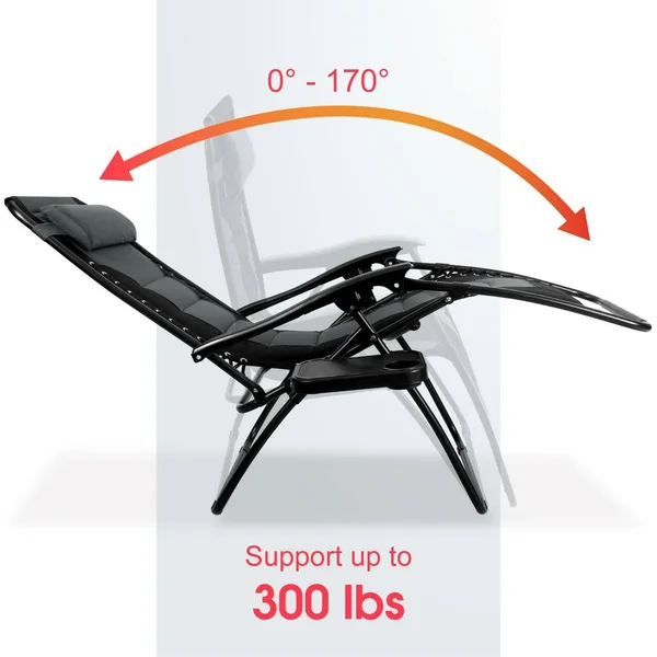 Captiva Designs Set of 2 Padded Zero Gravity Chair, Grey - Gray