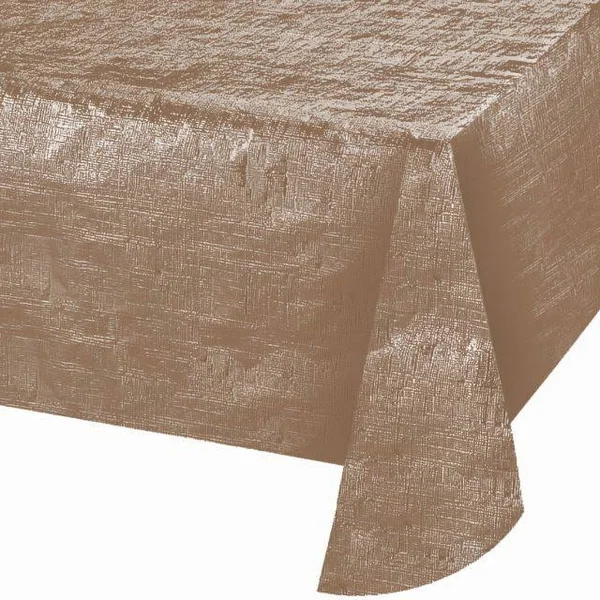 Creative Converting 344358 Metallic Rose Gold Tablecover, Metallic Rose Gold, 54 inchx108 inch (Case of 12)