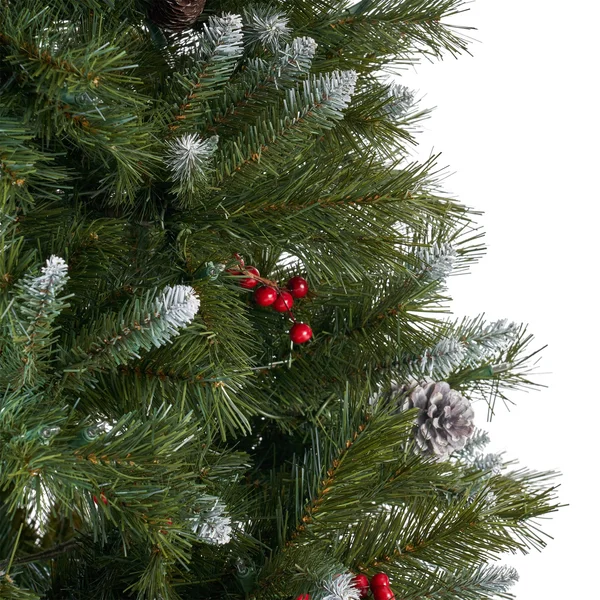 Noble House 7.5 ft. Unlit Christmas Tree with Frosted Pinecones in Green