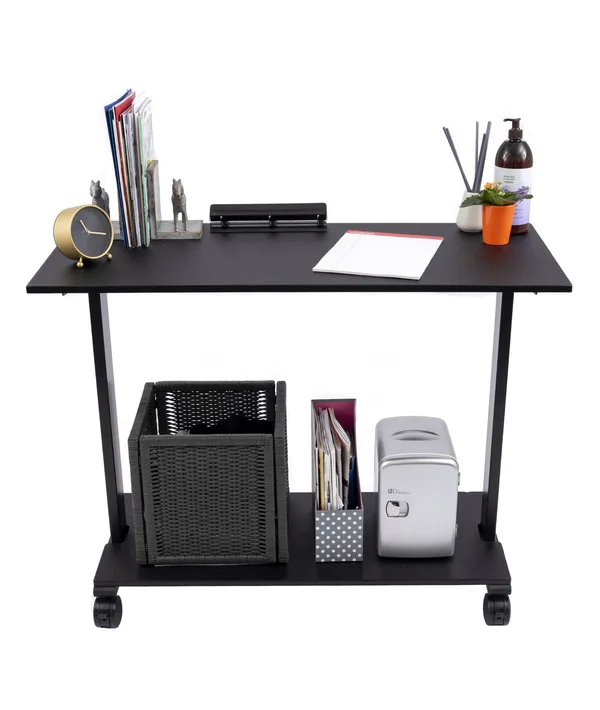 Stand Up Desk Store 42x22 Black, Black Mobile Side Desk Shelves