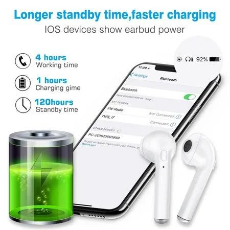 Bluetooth Headphones, Wireless Earbuds Stereo Earphone Cordless Sport Headsets for iPhone 8, 8 Plus, X, 7, 7 Plus, 6S, 6S Plus w