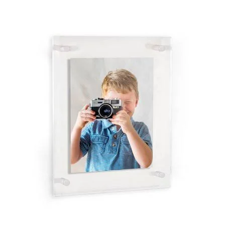 ArtToFrames Floating Acrylic Frame for Photos Up to 12x24 Inches (Full Frame Is 16x28) with White Acrylic Standoff Hardware, Siz