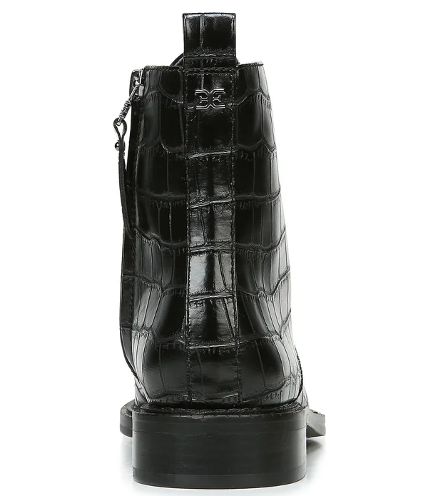 Sam Edelman Women's Nina Croc-Embossed Combat Boots - Black - Size 7
