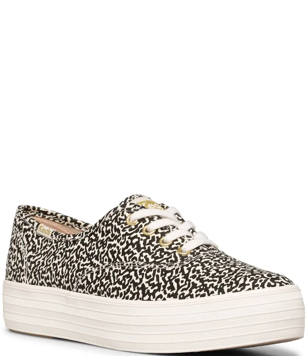 Keds Triple CVO Organic Cotton Notebook Print Platform Sneakers - 6.5M