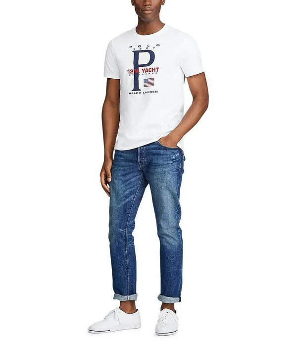 Polo Ralph Lauren Men's Big & Tall Custom Slim Graphic T-Shirt - White