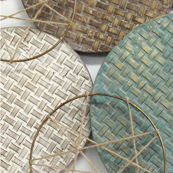 Textured Metal Plate Wall Decor - Multi