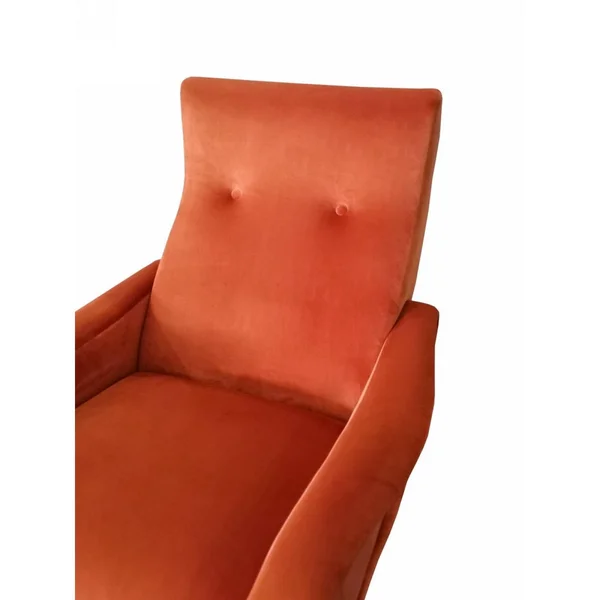 Benjara BM223414 Velvet Upholstered Modern Accent Chair with Button Tufted Back Orange