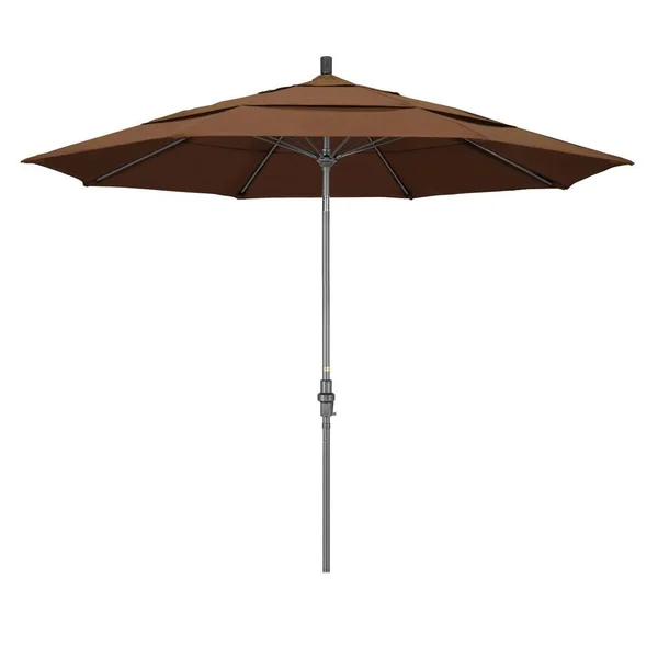 California Umbrella Sun Master Collection GSCUF118010-5488-DWV 11& Patio Umbrella with Hammer Tone Aluminum Pole Fiberglass Ribs