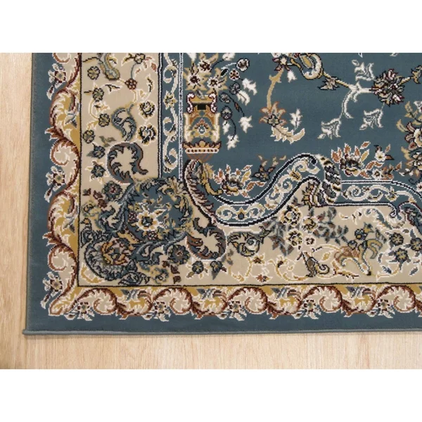 Aqua Traditional Tabriz Medallion Rug - 4'11 x 7' 7, Blue, EORC