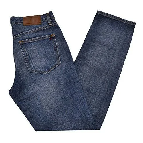 Tommy Hilfiger Mens Vintage Wash Straight Leg Jeans, 927