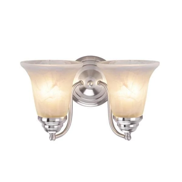 Aspen Creative 62134 - Two-Light Metal Bathroom Vanity Wall Light Fixture, 12x22 Wide, Transitional Design in Brushed Nickel with