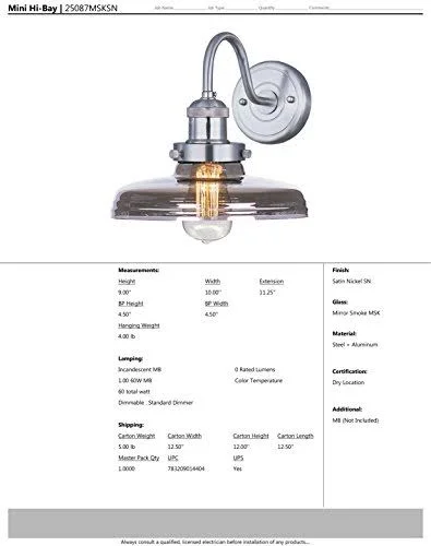 Maxim 25087MSKSN Mini Hi-Bay 1-Light Wall Sconce - Satin Nickel