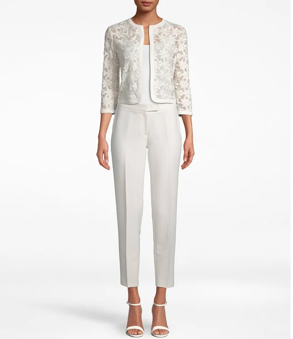 Anne Klein Broderie Cardigan, 6, Pink