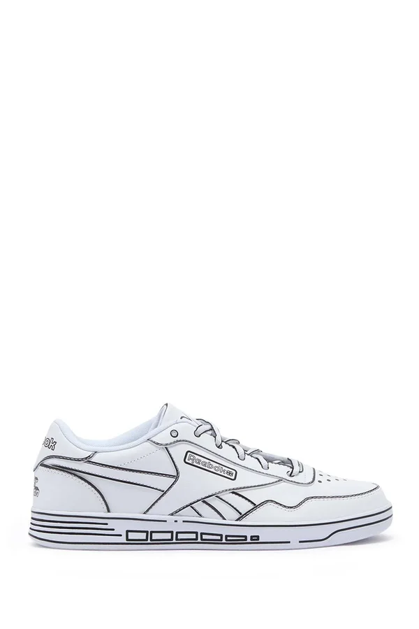 Reebok Club Memt Leather-Trim Sneaker, White/Black, 9.5