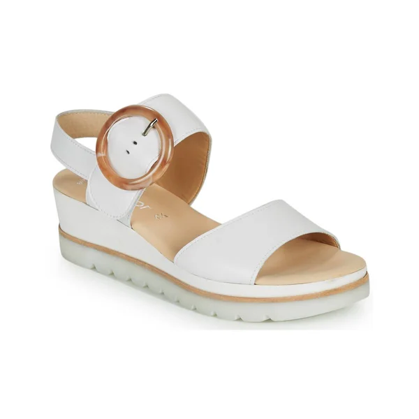 Gabor Women's Yeo Wedge Sandals with Buckle - White, US 09.5