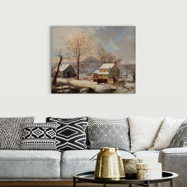 Winter Scene - 1830-60, Canvas Wall Art, 45x36, Great Big Canvas