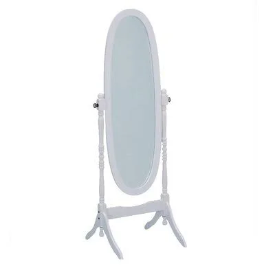 August Grove Howlett Wooden Oval Cheval Mirror - White