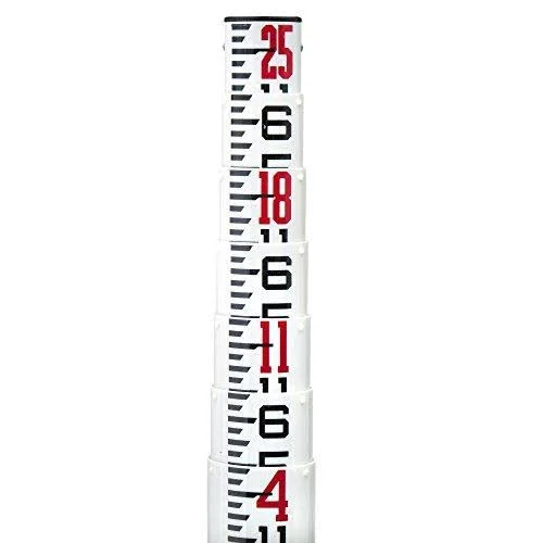AdirPro 25 ft. Surveyor Oval Shaped Leveling Grade Rod iinches