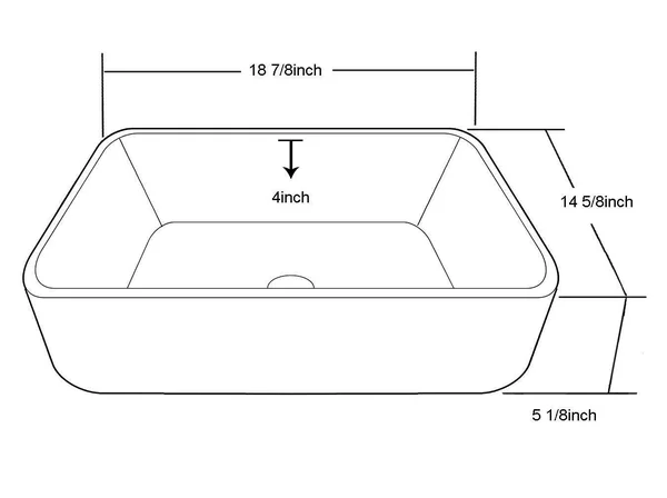 Dawn Ceramic Rectangular Vessel Bathroom Sink