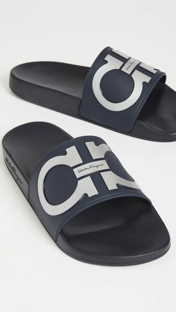 Men's Salvatore Ferragamo Groove 2 Slide Sandal, Size 13 M - Blue