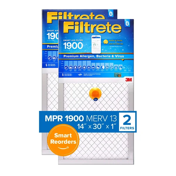 Filtrete 14x30x1 Smart Replenishable AC Furnace Air Filter - MPR 1900, Premium Allergen, Bacteria & Virus, 2-Pack