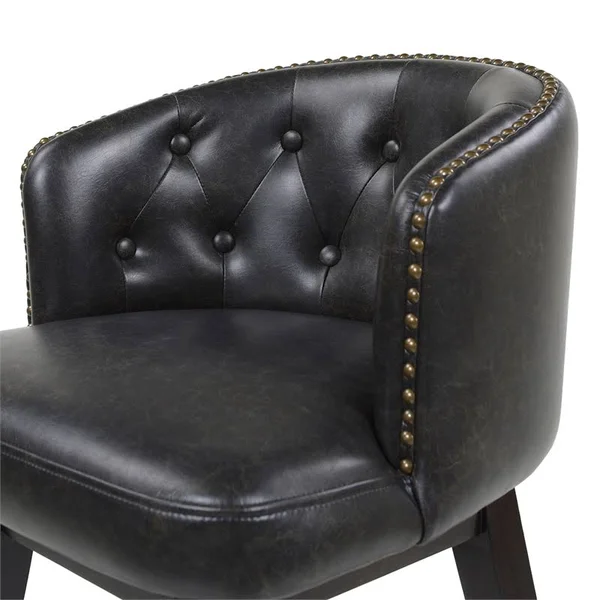 Jennifer Taylor Home Davidson 26x22 Faux Leather Swivel Counter Height Bar Stool in Vintage Black