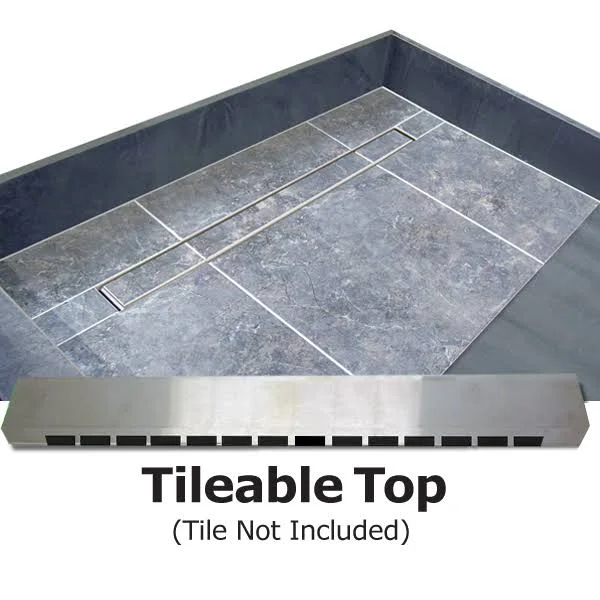 Tile Redi RT4260CTC-PVC-SBN Triple Curb Shower Pan with Center Trench Drain