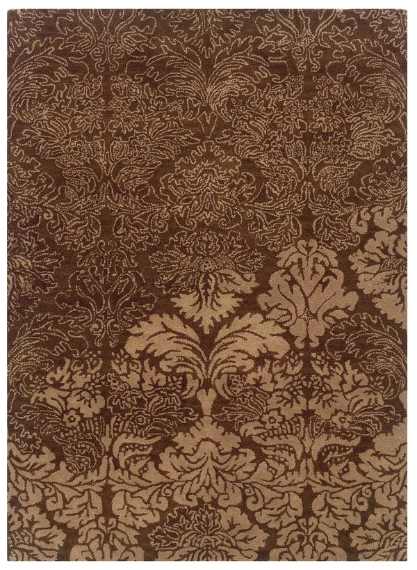 Linon Florence Damask Wool Rug, Brown
