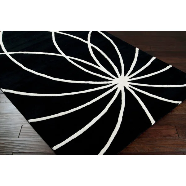 Contemporary Hand-Tufted Black/White Mayflower Wool Area Rug - 8& x 11&