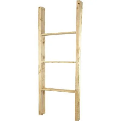 Gracie Oaks Barnwood Decor Collection Vintage Blanket Ladder, Beige