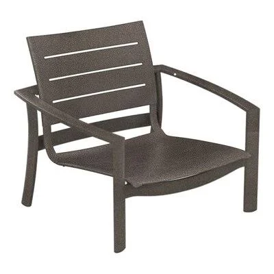 Kor Aluminum Slat Patio Dining Chair Tropitone Frame Color: Graphite - Seat Finish: Woodland Green
