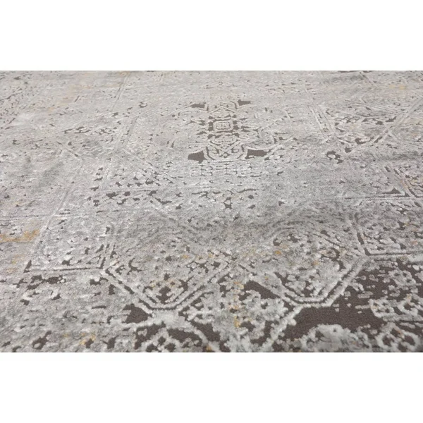 Oriental Rug of Houston 6'07 inchx9' Machine Made Polypropylene KPSI Premium Oriental Area Rug Silver - White Color, Size: 6 x 9
