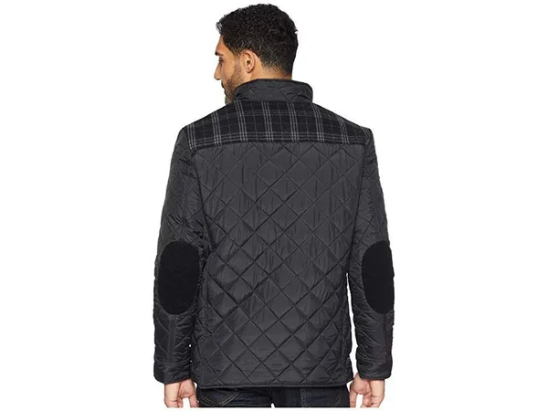 Cole Haan Quilted Plaid-Yoke Mixed-media Jacket - Black, Men's, Medium
