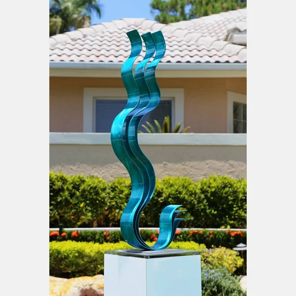 Statements2000 Abstract Metal Art Sculpture Centerpiece Decor by Jon Allen - Transitions Flat Base - Aqua