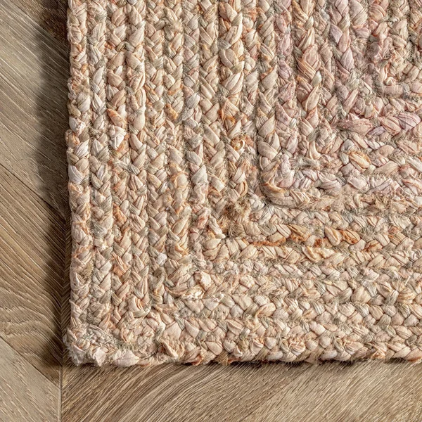 nuLOOM Hand Braided Otelia Denim and Jute Area Rug, 8& x 10&, Beige