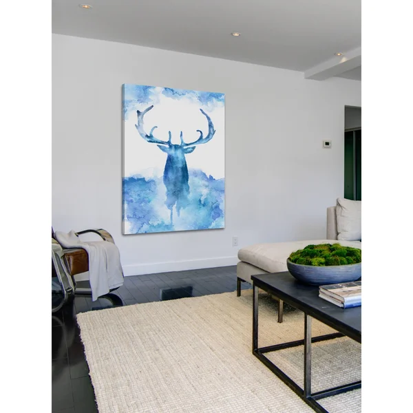 Marmont Hill - Blue Moose Painting Print on Wrapped Canvas - Blue