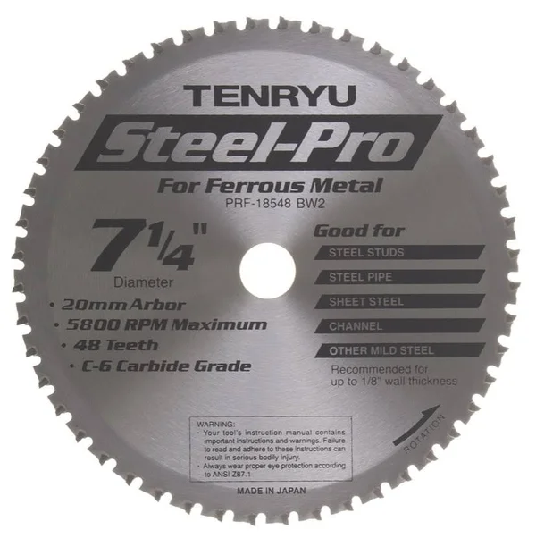 Tenryu PRF-18548BW2 7-1/4x22 Ferrous Metal Saw Blade 48T 20mm Arbor