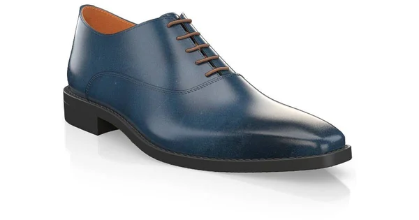 Men's Oxford Shoes Handmade with Blue Leather - Laces 5893 - Custom Design - Girotti